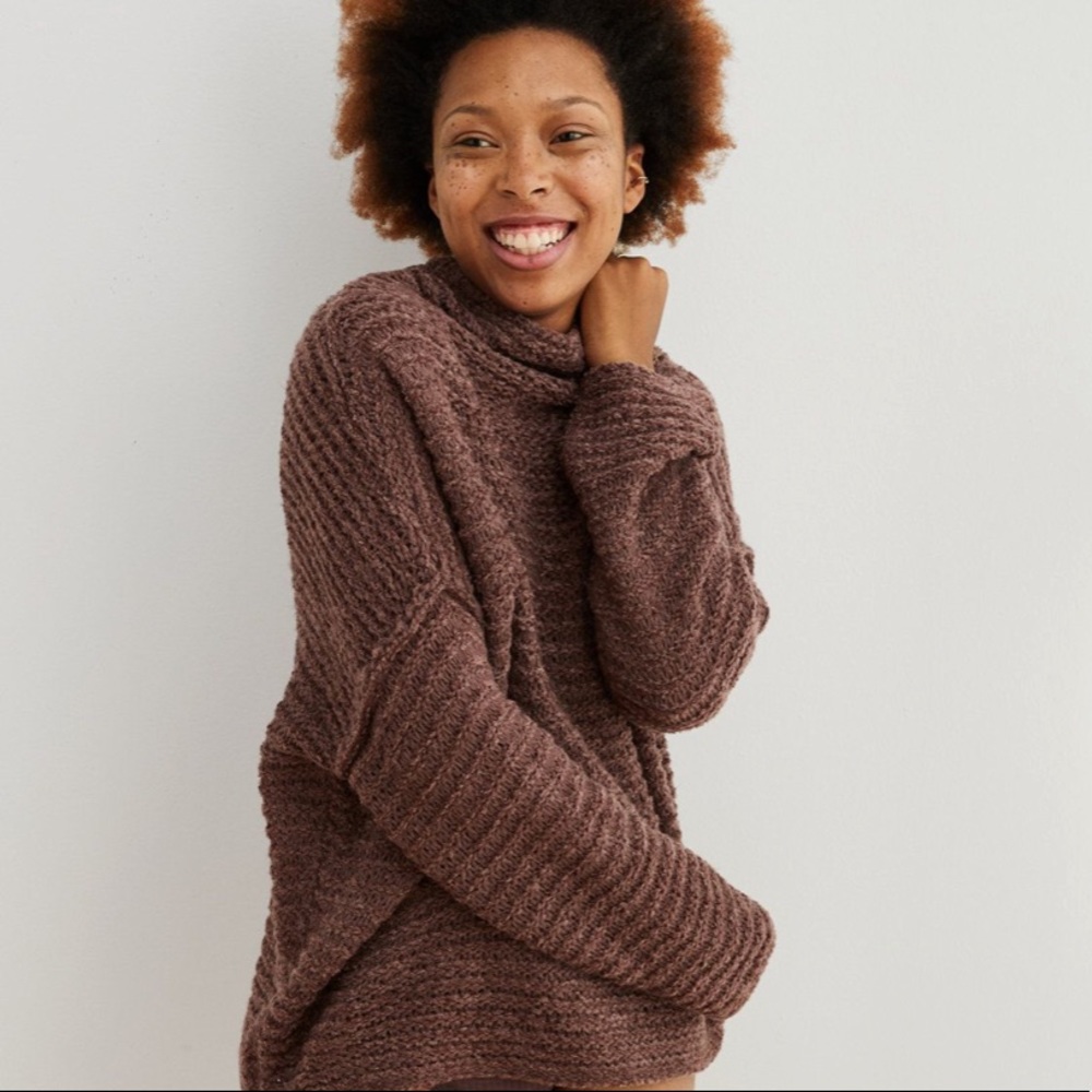 Aerie Babe Chenille Turtleneck Sweater